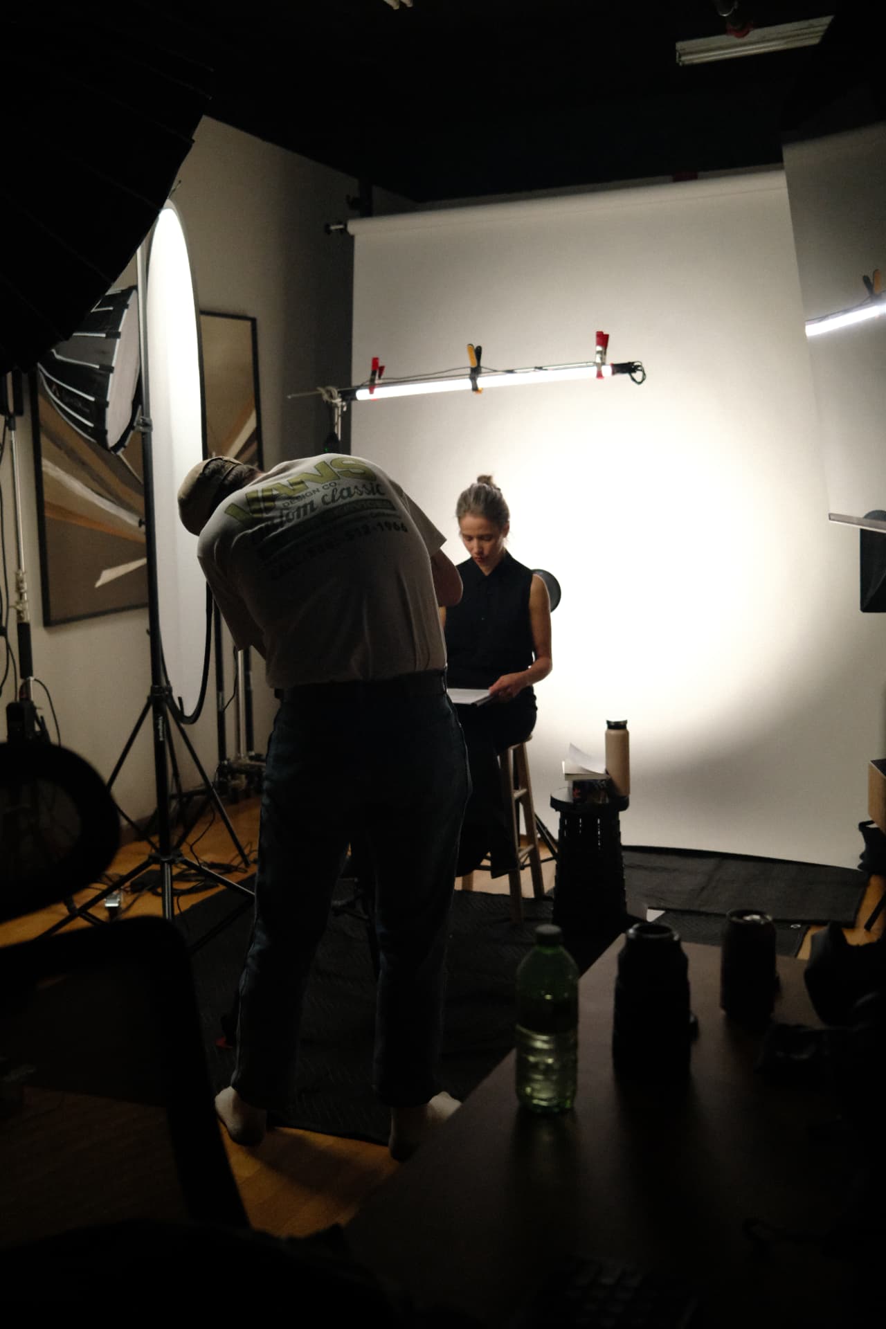 Vanguard Creative crew setting up lights for a social content shoot in Winnipeg